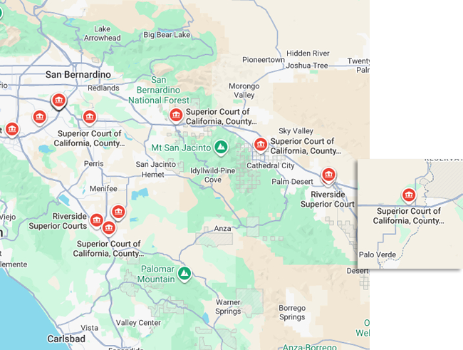 Map of Riverside County Superior Court locations
